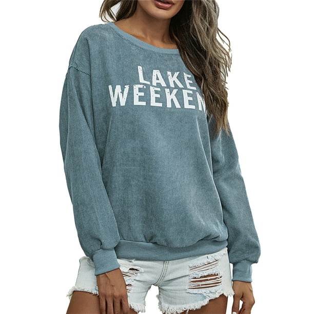 Womens Long Sleeve Letter Print Sweatshirt Pullover Hoodie Blouse Shirts Tops